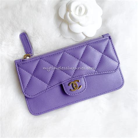 purple chanel card holder|Chanel card holder with flap.